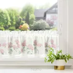 Zazdrostka gotowa w tunelu 150x30 MONA biała z etaminy z wzorem różowych kwiatów i bawełnianą koronką - 8