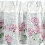 Zazdrostka gotowa w tunelu 150x30 MONA biała z etaminy z wzorem różowych kwiatów i bawełnianą koronką - 3