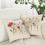Poszewka gobelinowa 45x45 61 naturalna z wzorem kwiatów polnych - 2