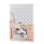 Pościel świąteczna 160x200 SNOW 1 biała szara z szyszkami z satyny bawełnianej - 6