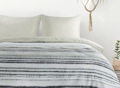 Pościel z mikrowłókna 140x200 VERANO 3 biała grafitowa wzór w pasy  Design 91