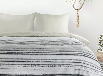 Pościel z mikrowłókna 140x200 VERANO 3 biała grafitowa wzór w pasy  Design 91
