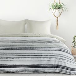 Pościel z mikrowłókna 140x200 VERANO 3 biała grafitowa wzór w pasy Design 91