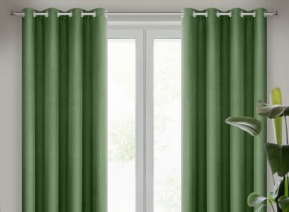 Zasłona na przelotkach 140x250 RITA jednokolorowa ciemna zieleń z miękkiej tkaniny