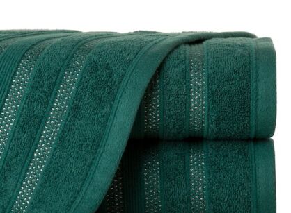 Ręcznik bawełniany 50x90 JUDY ciemna zieleń z delikatną bordiurą z błyszczącą srebrną nicią