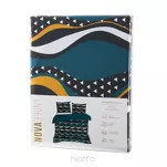 Pościel satynowa 220x200 NIKA 50 morska z musztardowym falującym wzorem z kolekcji Nova Print - 2