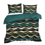 Pościel satynowa 220x200 NIKA 50 morska z musztardowym falującym wzorem z kolekcji Nova Print - 3