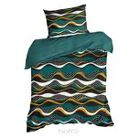 Pościel satynowa 220x200 NIKA 50 morska z musztardowym falującym wzorem z kolekcji Nova Print - 4