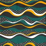 Pościel satynowa 220x200 NIKA 50 morska z musztardowym falującym wzorem z kolekcji Nova Print - 5