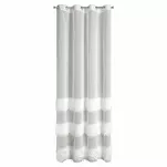 Firana gotowa na przelotkach 140x250 MARGARET 4 kremowa z etaminy z moherową nicią w pasy - 8