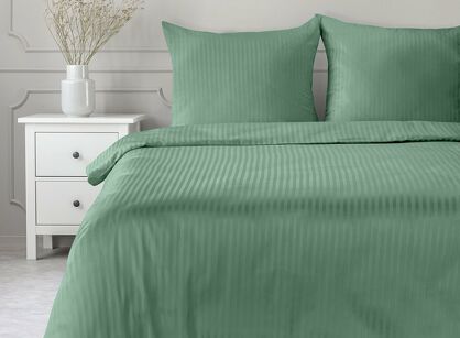 Pościel satynowa 220x200 VERA jednokolorowa gładka miętowa w prążki