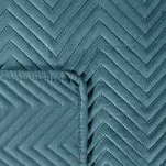 Narzuta welwetowa 230x260 SOFIA niebieska pikowana w gęstą jodełkę - 4