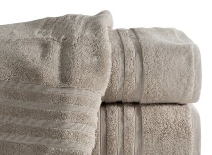 Ręcznik z bawełny egipskiej 70x140 LAVIN beżowy z delikatną bordiurą w paski z kolekcji Premium