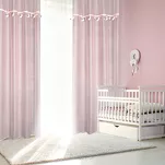 Firana na przelotkach 140x250 MOON 2 różowa z etaminy zdobiona taśmą dekoracyjną w wiszące księżyce - 4