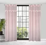 Firana na przelotkach 140x250 MOON 2 różowa z etaminy zdobiona taśmą dekoracyjną w wiszące księżyce - 6