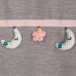 Firana na przelotkach 140x250 MOON 2 różowa z etaminy zdobiona taśmą dekoracyjną w wiszące księżyce - 2