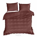 Pościel satynowa 220x200 VERA jednokolorowa gładka burgundowa w prążki - 7