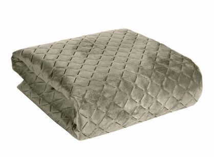 Narzuta welwetowa 170x210 DIMON ciemny beż pikowana w geometryczny wzór