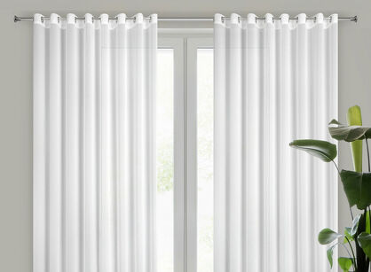 Firana na przelotkach 300x250 TIRSA biała z matowej tkaniny