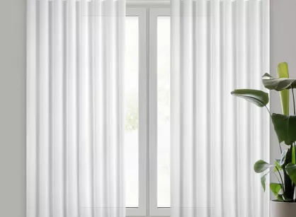 Firana na przelotkach 300x250 TIRSA biała z matowej tkaniny
