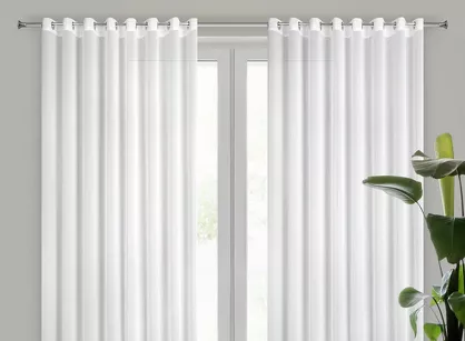 Firana na przelotkach 300x250 TIRSA biała z matowej tkaniny