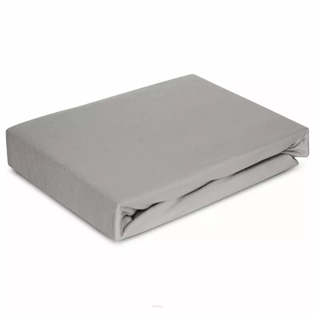 Prześcieradło z bawełny jersey 4 z elastanem z gumką srebrne 120x200