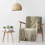 Koc na fotel jednokolorowy 70x160 TEDY beżowy imitujący buklę - 10