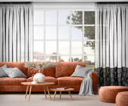 Firana na taśmie 140x270 DANI 1 czarna z etaminy zdobiona w dolnej części falbanami - 11