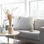 Poszewka płócienna 45x45 BOHO 3 kremowa srebrna z ozdobnymi chwostami - 3