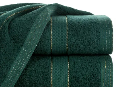 Ręcznik bawełniany 30x50 BARI ciemna zieleń z bordiurą z metaliczną nicią
