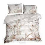 Pościel z satyny 140x200 PREMIUM 25 biała z wzorem egzotycznych brązowych liści z kolekcji Premium - 6