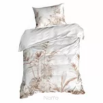 Pościel z satyny 140x200 PREMIUM 25 biała z wzorem egzotycznych brązowych liści z kolekcji Premium - 5