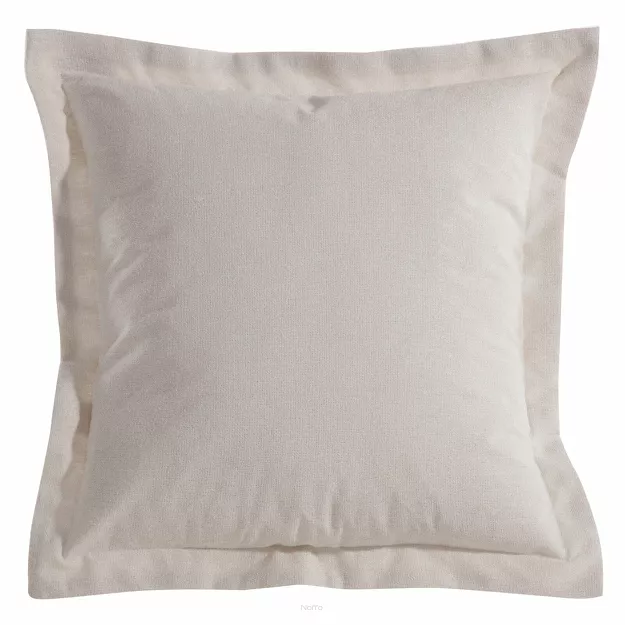 Poszewka jednokolorowa 40x40 LIDIA naturalna w stylu eko z ozdobną kantą