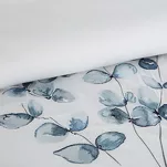 Pościel satynowa 220x200 HAFT 11B biała z haftowanym niebieskim wzorem botanicznym z kolekcji Premium - 7