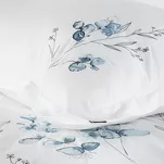 Pościel satynowa 220x200 HAFT 11B biała z haftowanym niebieskim wzorem botanicznym z kolekcji Premium - 8