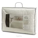 Narzuta jednokolorowa 200x220 LEN 4 kremowa pikowana w ornamentowy wzór imitująca len - 2