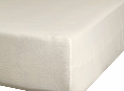 Prześcieradło z bawełny jersey z gumką beżowe 90x200 Design 91