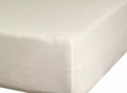 Prześcieradło z bawełny jersey z gumką beżowe 90x200 Design 91