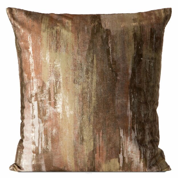 Poszewka welwetowa 45x45 ELLA ceglana z metalicznym nadrukiem