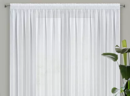 Firana gotowa na taśmie 350x250 ELPIDIA biała z matowej etaminy