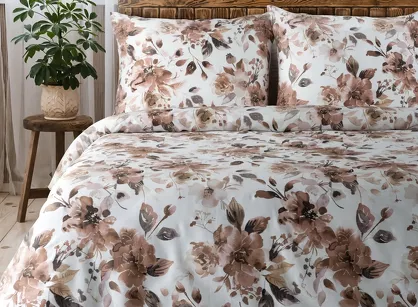Pościel satynowa 220x200 SPRING 76 biała z wzorem kwiatów z kolekcji Classic