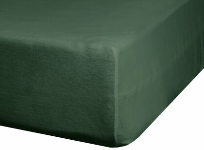 Prześcieradło z satyny bawełnianej z gumką NOVA 3 ciemna zieleń 100x200