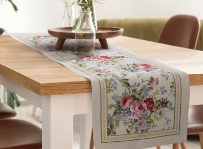 Bieżnik gobelinowy 45x140 4088 naturalny różowy wzór kwiatu wiśni