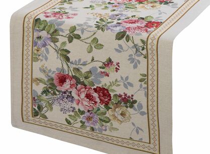 Bieżnik gobelinowy 45x140 4088 naturalny różowy wzór kwiatu wiśni