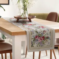 Bieżnik gobelinowy 45x140 4088 naturalny różowy wzór kwiatu wiśni