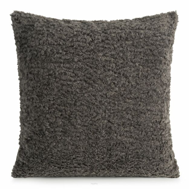 Poszewka dekoracyjna 50x50 BUKLA 11C ciemny szary jednokolorowa wzór baranka