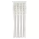 Zasłona na taśmie 140x270 AURA welwetowa biała jednokolorowa zdobiona w górnej części falbanami - 5