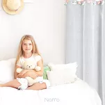 Firana na przelotkach 140x250 MOON 1 biała z etaminy zdobiona taśmą dekoracyjną w wiszące księżyce - 10