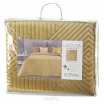 Narzuta welwetowa 220x240 SOFIA 2 miodowa pikowana w geometryczny wzór - 2