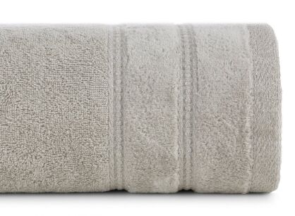Ręcznik bawełniany 50x90 GLORY 4 beżowy z minimalistyczną bordiurą przeszywaną srebrną nicią